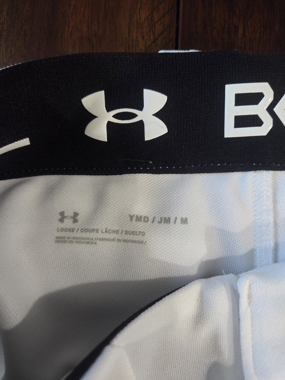 Under Armour YM White Kids knicker Baseball Pants with Black Piping - Picture 3 of 3
